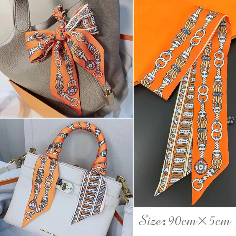 Ascot Neck Scarf - Fashion Skinny Silk Scarf for Women