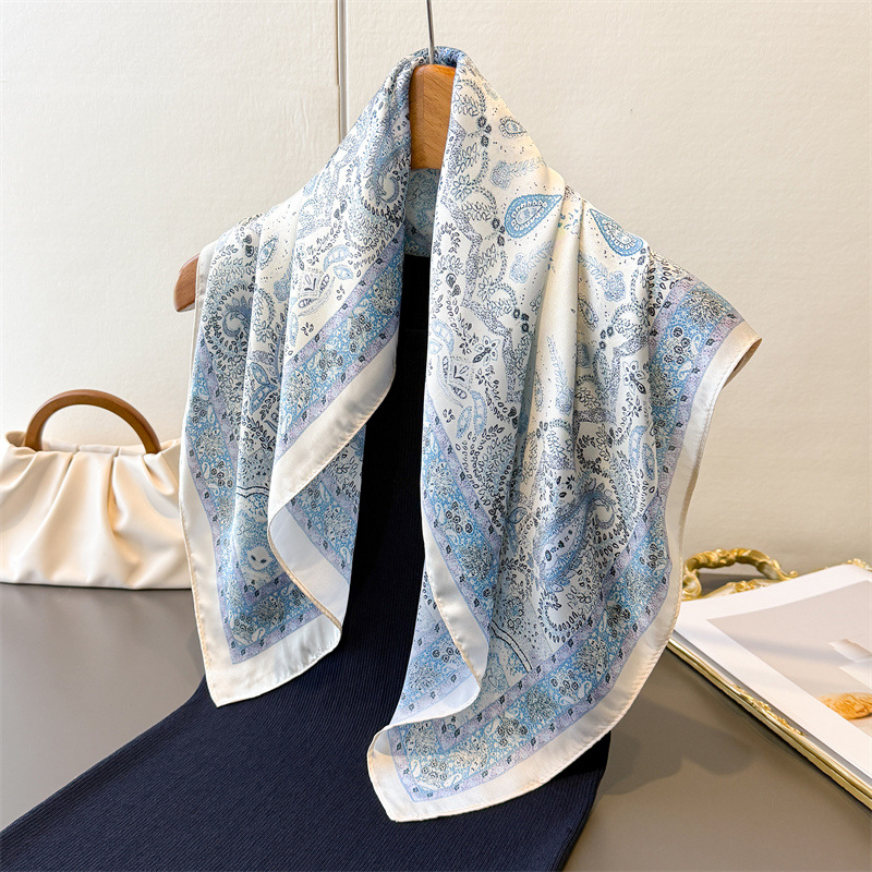Face Scarf Mask - Women's Vintage Thin Satin Scarf Floral