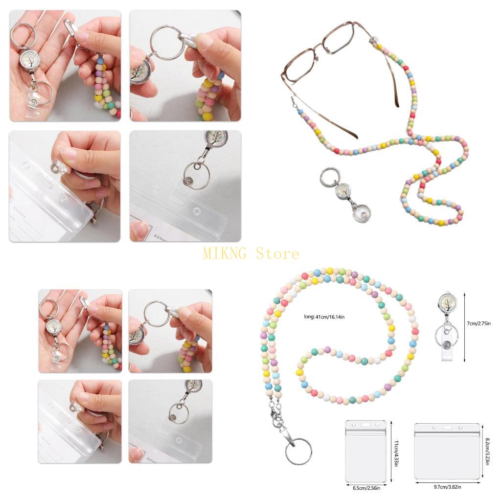Lanyard Badge Holder - Clear Card Holder and Beaded Lanyard