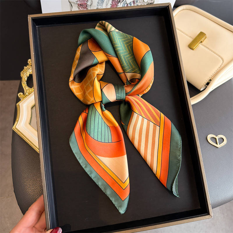 Silk Neck Scarf - 2026 New Geometry Print Silk Square