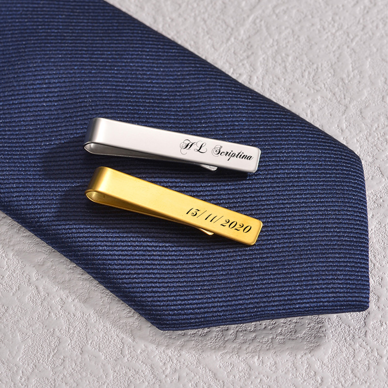 Stainless Steel Engraved Name  - Tie Bar Set Gift 评论和价格