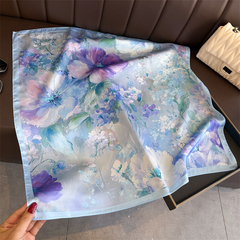 2026 New Floral Print Silk Squ - Scarf Silk Square 评论和价格