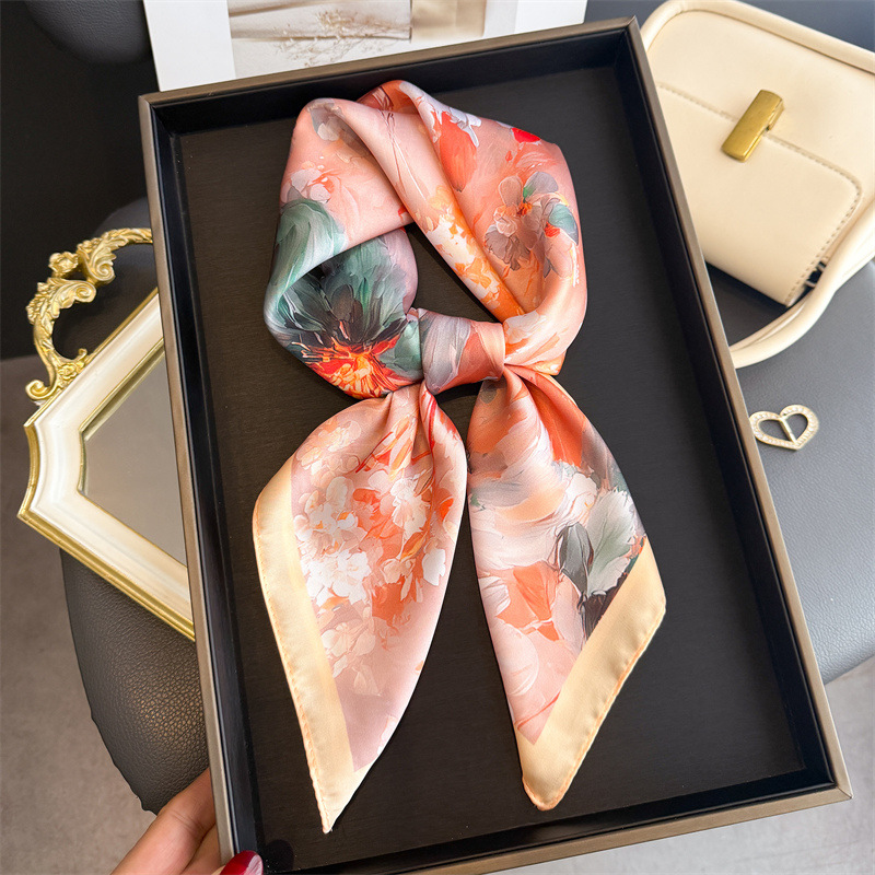 2026 New Floral Print Silk Squ - Scarf Silk Square 评论和价格