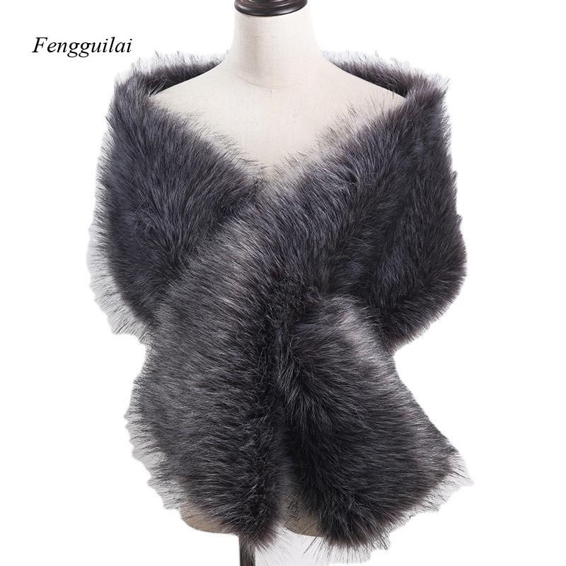 Women's White Faux Fur Shawl B - Stole Wedding Shawl 评论和价格