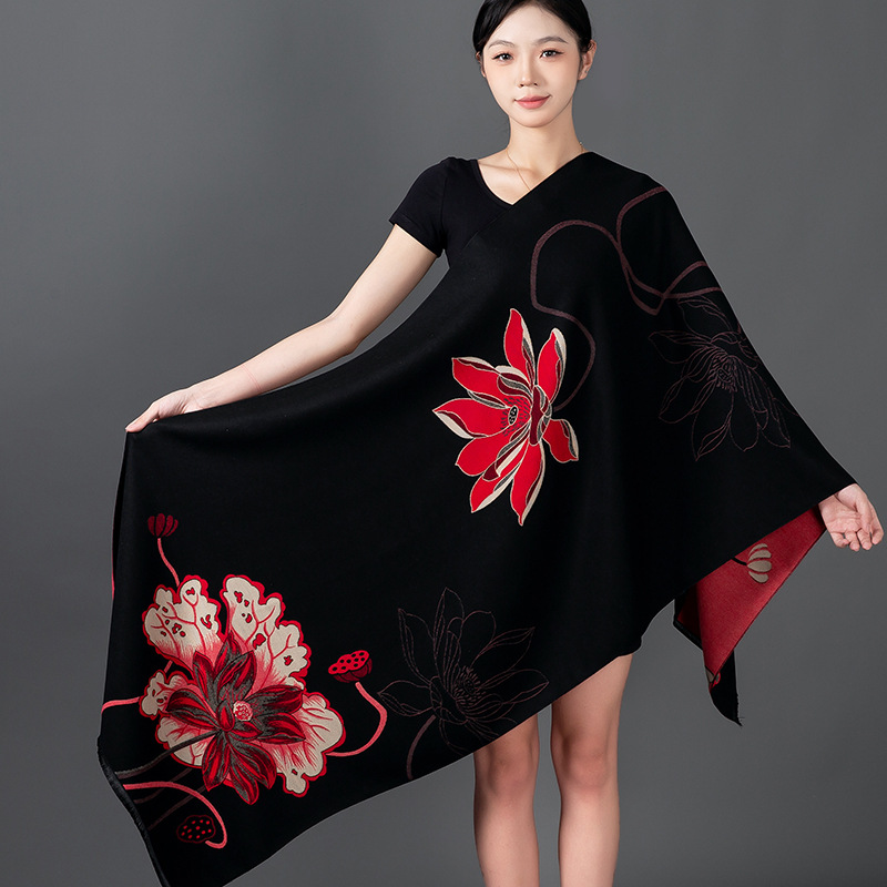 Women Winter Shawl Cashmere Sc - Woven Scarf Blanket 评论和价格