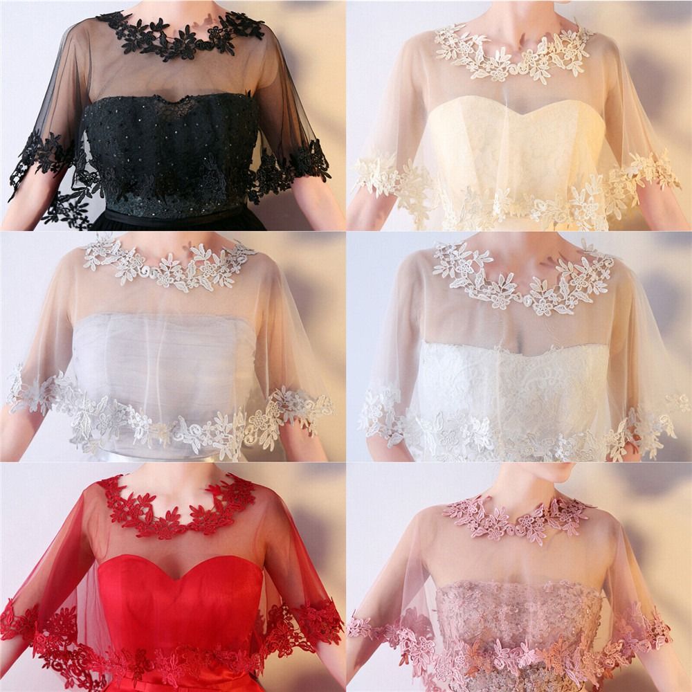 Fashion Lace Short Sleeve Shru - Stole Wedding Shawl 评论和价格