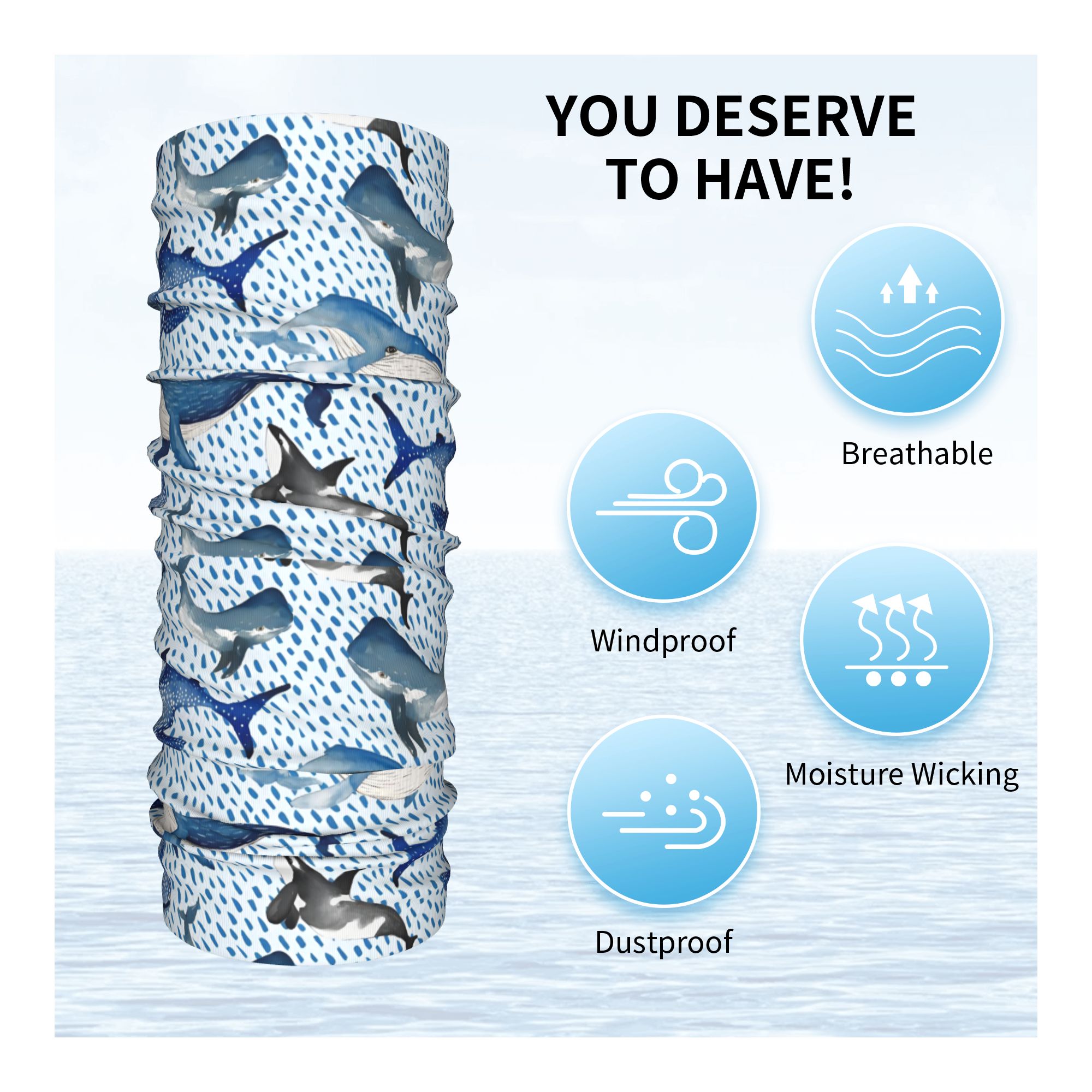 Custom Blue Watercolour Shark  - Neck Warmer Tube 评论和价格