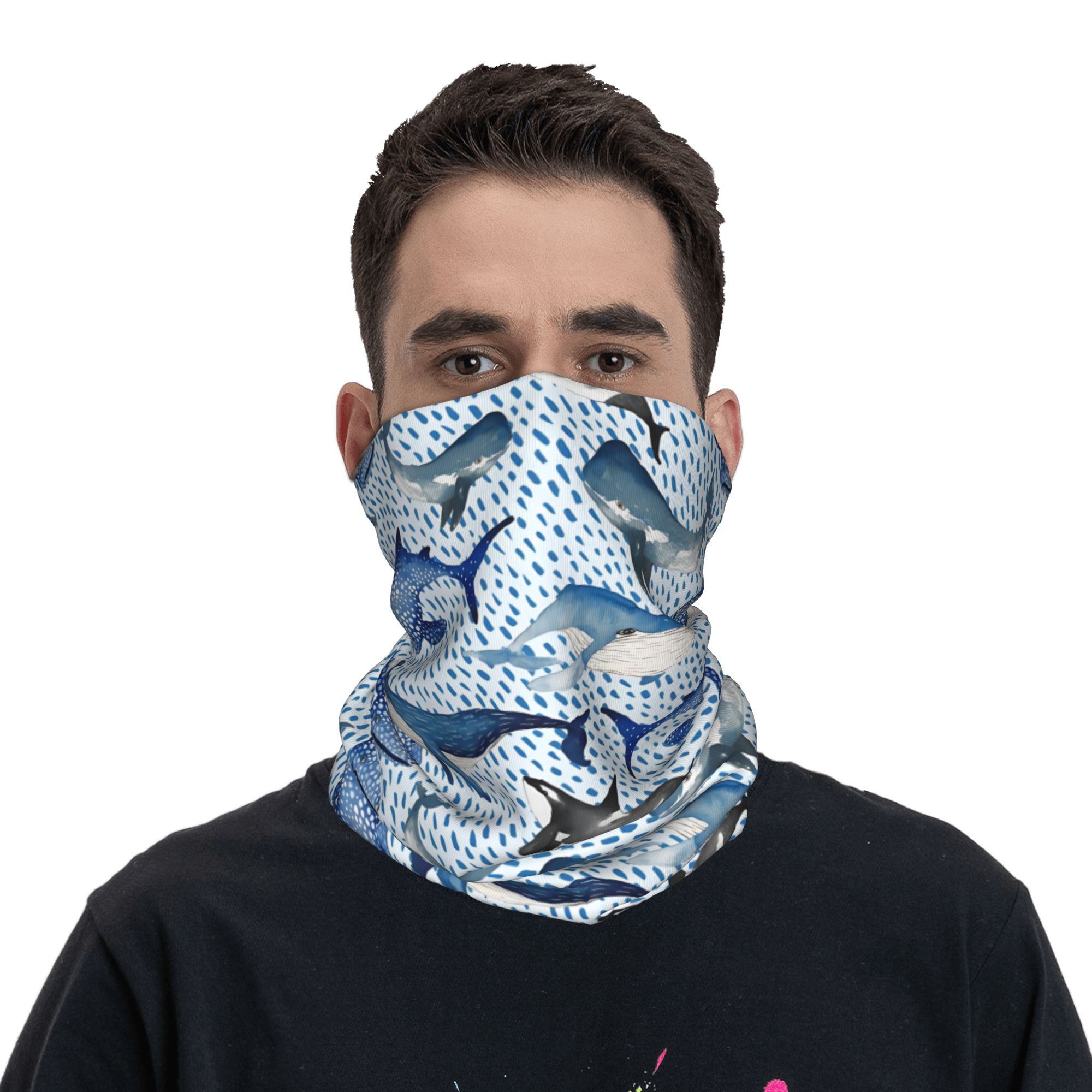 Custom Blue Watercolour Shark  - Neck Warmer Tube 评论和价格