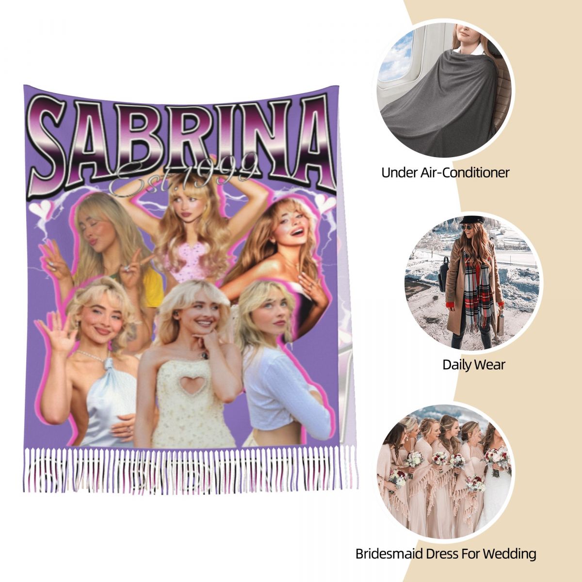 Sabrina Carpenter 90s Shawl Wr - Pashmina Wrap Large 评论和价格