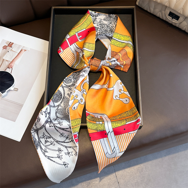 Women's Double-sided Print Sil - Ascot Neck Scarf 评论和价格