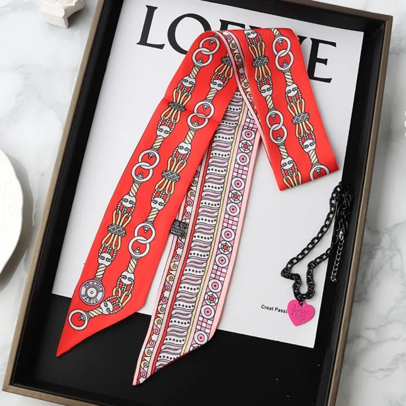 Fashion Skinny Silk Scarf for  - Ascot Neck Scarf 评论和价格