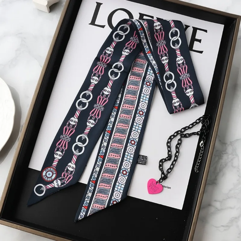 Fashion Skinny Silk Scarf for  - Ascot Neck Scarf 评论和价格