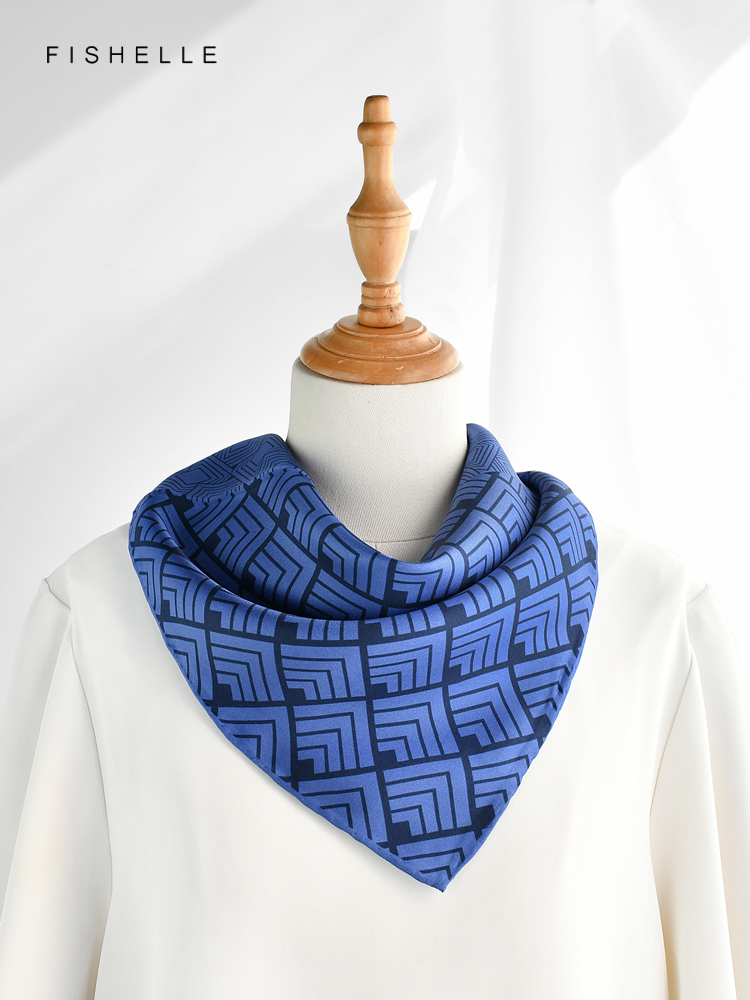 Geometric printed real silk tw - Ascot Neck Scarf 评论和价格