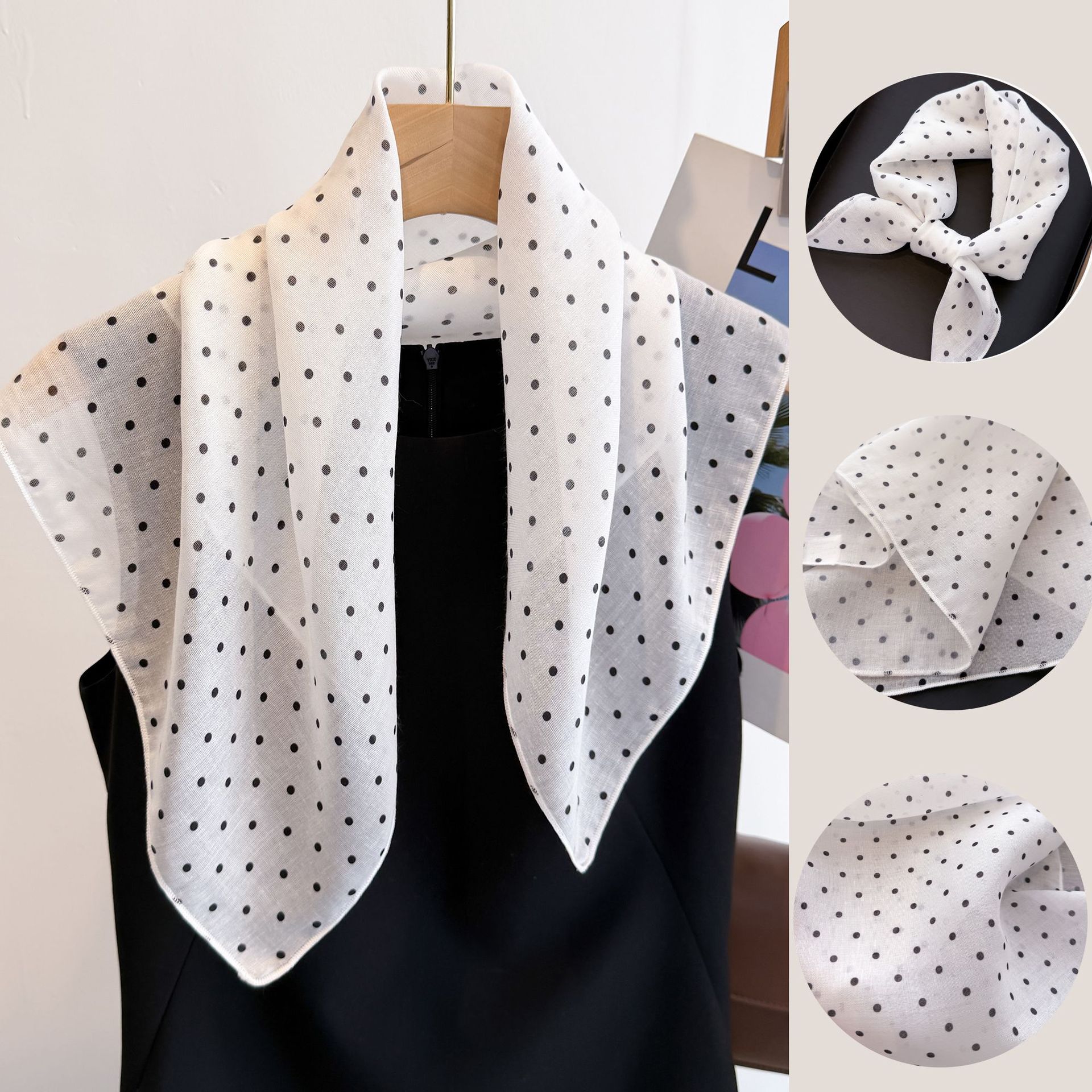 50cm Cotton Linen Square Scarf - Bandana Cotton 评论和价格