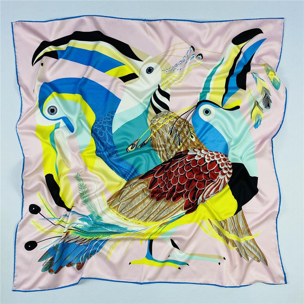 90cm Luxury Parrot Twill Silk  - Scarf Silk Square 评论和价格